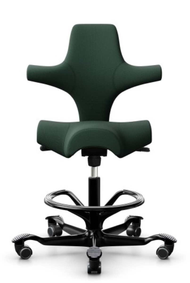 Black HAG Capisco 8106 with 265 mm lift and HAG FootRing