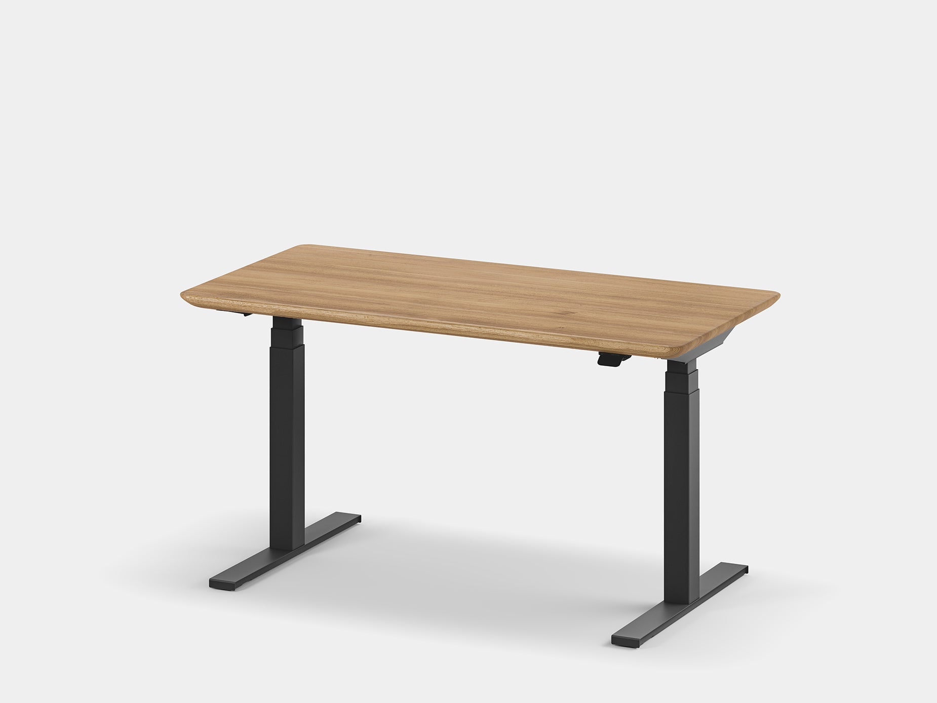 Oakywood Standing Desk Pro in oak with a black frame